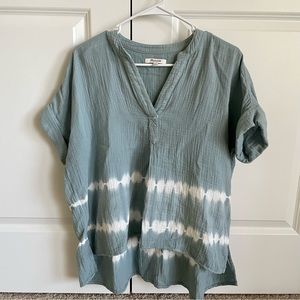 Madewell Oversized Top Blue and White XS